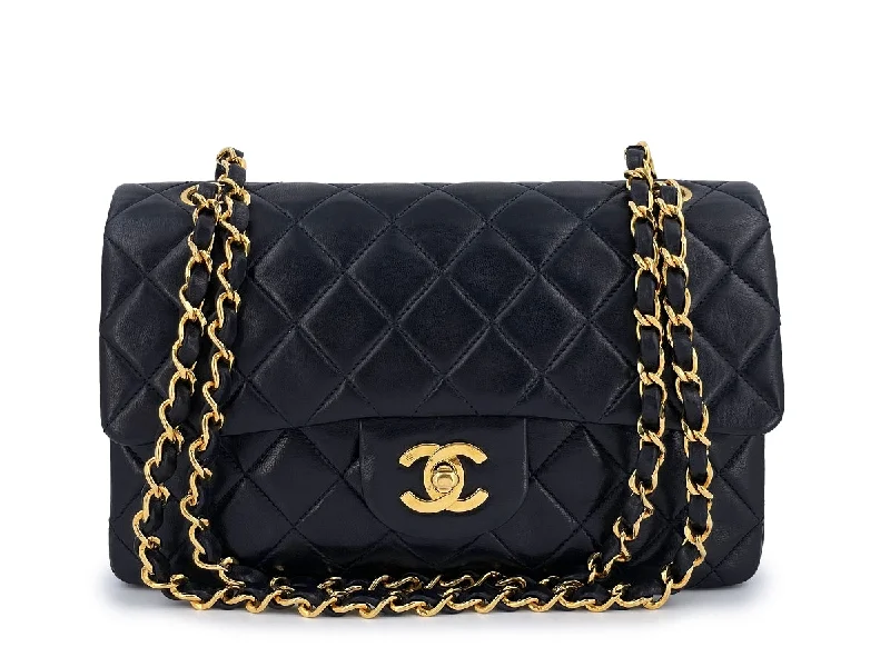 Chanel bags with gold, silver, and pearl accentsChanel 1997 Vintage Black Small Classic Double Flap Bag 24k GHW Lambskin