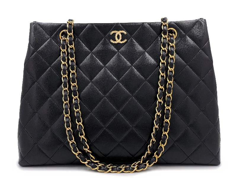 Chanel Lightweight Handbag for Daily ErrandsChanel 1998 Vintage Black Lambskin Tote Bag 24k GHW