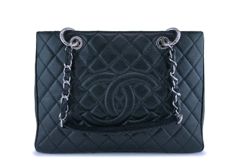 Chanel bags for a polished and professional appearanceChanel Black  Caviar Grand Shopper Tote GST Bag SHW