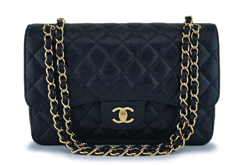 Chanel bags with modern touchesChanel Black Caviar Jumbo Classic Double Flap Bag GHW