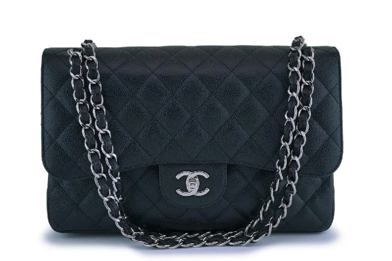 Chanel bags perfect for everyday elegChanel Black Caviar Jumbo Classic Double Flap Bag SHW