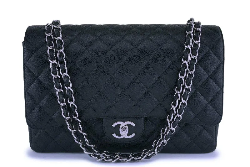 Chanel Luxury Handbag for High - End EventsChanel Black Caviar Maxi Classic Double Flap Bag SHW