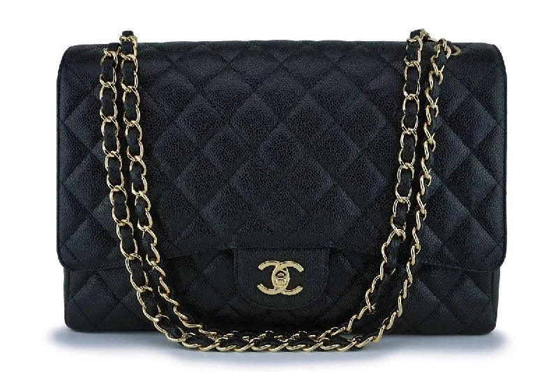 Chanel bags with exclusive seasonal releasesChanel Black Caviar Maxi Classic Flap Bag GHW