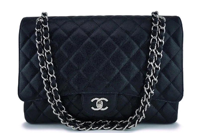 Chanel bags for women with a taste for high fashionChanel Black Caviar Maxi "Jumbo XL" Classic Flap Bag SHW