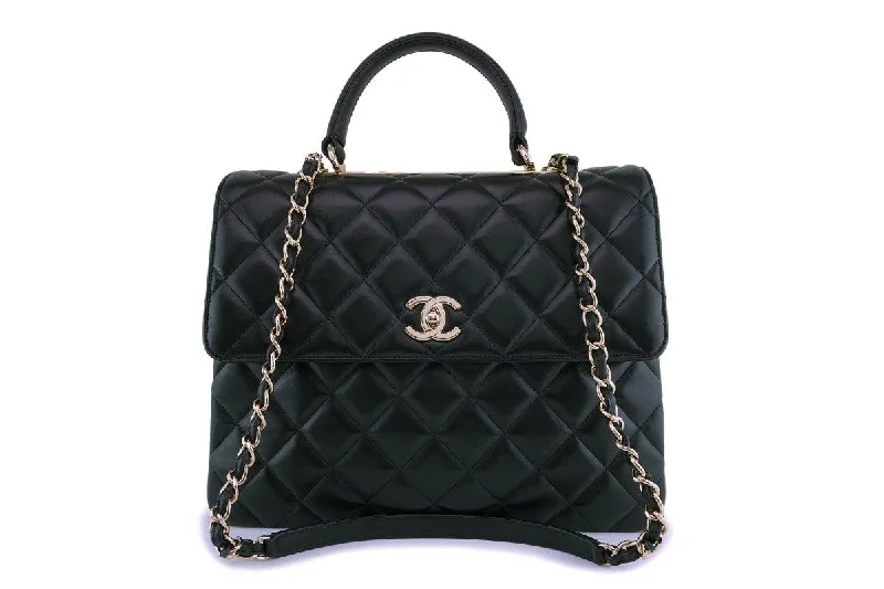 Chanel Handbag with Adjustable Strap for ComfortChanel Black Lambskin Large Classic Trendy CC Flap Bag GHW