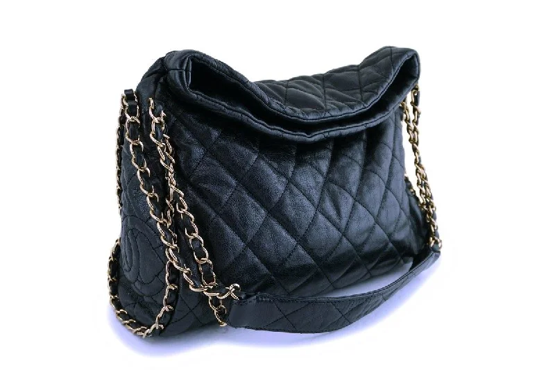 Chanel Handbag with Adjustable Strap for ComfortChanel Black Quilted Chain Around Hobo Bag GHW