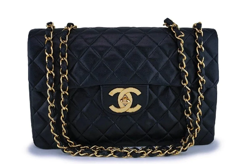 Chanel bags with gold, silver, and pearl accentsChanel Black Vintage Lambskin Maxi "Jumbo XL" Classic Flap Bag 24k GHW