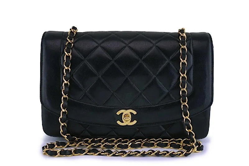 Chanel bags with classic and elegant designsChanel Black Vintage Lambskin Medium Diana Classic Flap Bag 24k GHW