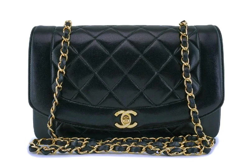 Chanel Designer Handbag with Unique DesignChanel Black Vintage Lambskin Medium Diana Classic Flap Bag 24k GHW