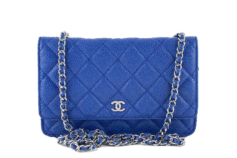 Chanel bags for women with minimalist styleChanel Caviar Classic WOC Wallet on Chain in Royal Blue Flap Bag