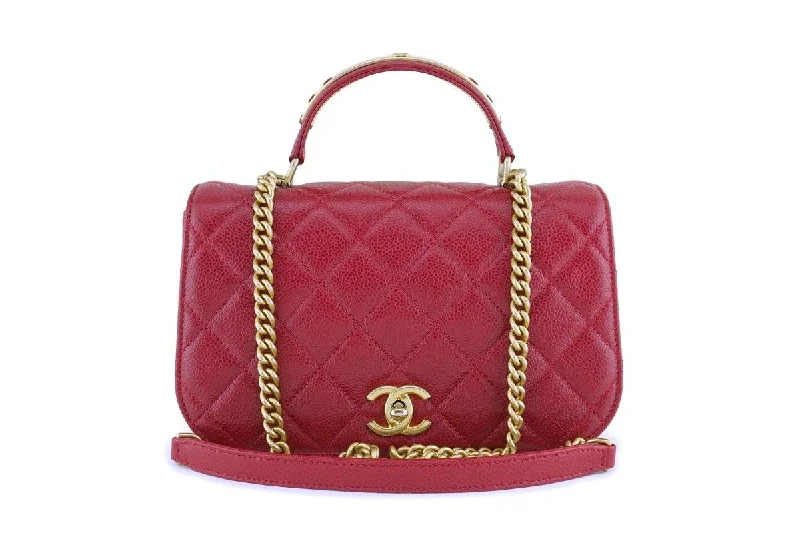 Chanel bags available at online luxury retaileChanel Red Caviar Classic Top Handle 2-way Shoulder Bag GHW