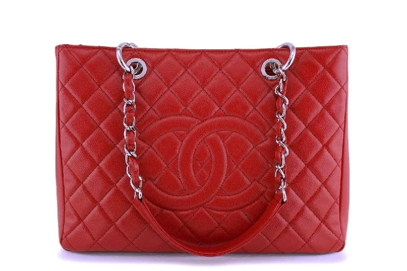 Chanel bags for women who love timeless fashionChanel Red Caviar Grand Shopper Tote GST Bag SHW