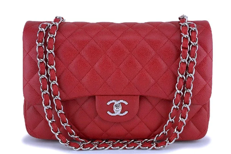 Chanel Luxury Handbag for High - End EventsChanel Red Caviar Jumbo Classic Double Flap Bag SHW