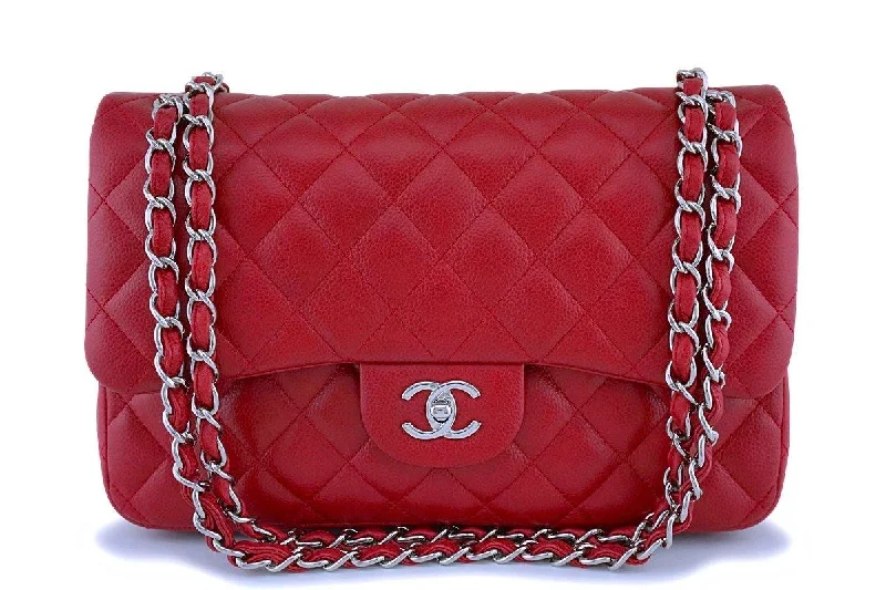 Chanel classicChanel Red Caviar Jumbo Classic Double Flap Bag SHW