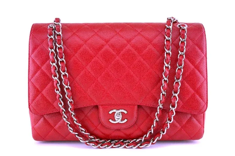 Chanel Vintage Inspired Handbag for Retro LoversChanel Red Caviar Maxi Classic Flap Bag SHW