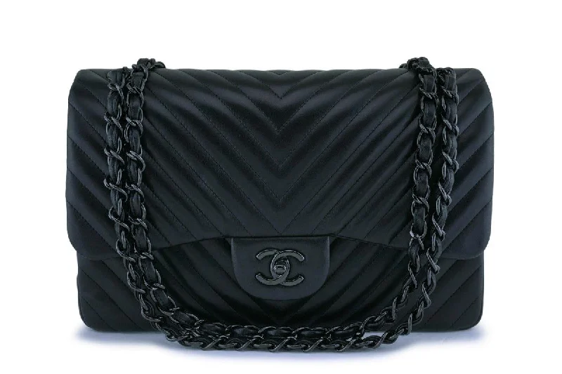 Chanel Limited Edition Handbag for CollectorsChanel So Black Lambskin Jumbo Classic Double Flap Bag