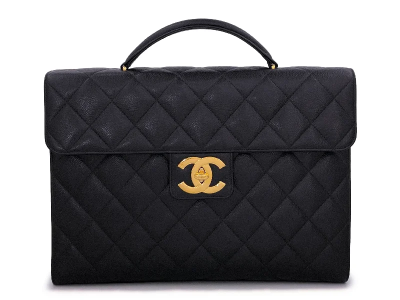 Chanel bags for those who value investment piecesChanel Vintage Black Caviar Briefcase Tote Bag 24k GHW