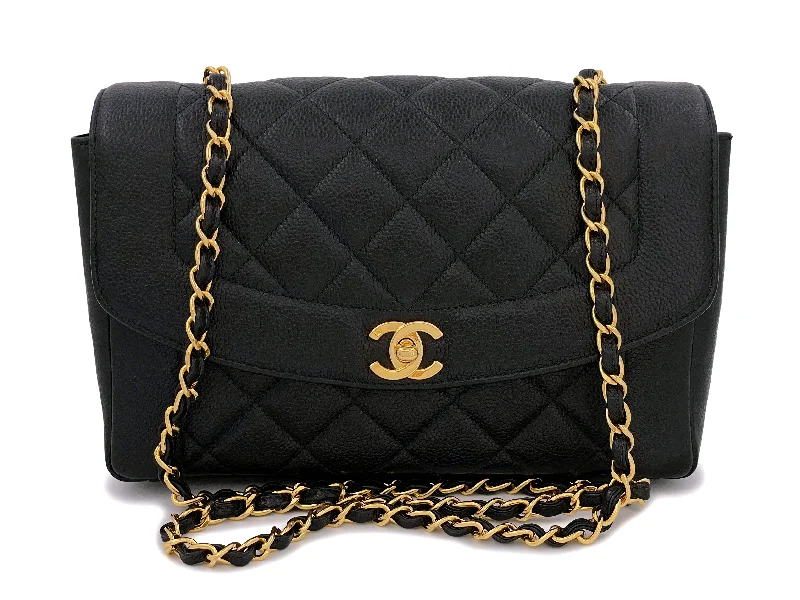 Chanel bags for women who love timeless fashionChanel Vintage Black Caviar Diana Bag Medium 24k GHW