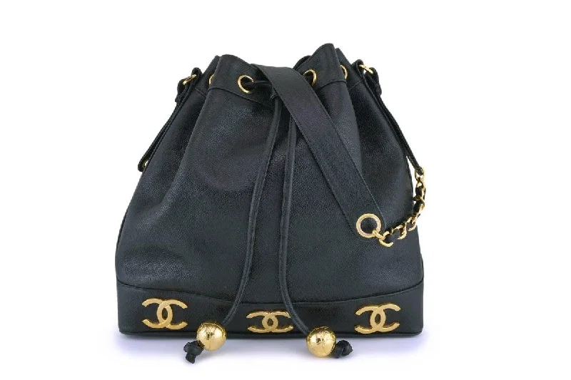 Chanel classicChanel Vintage Black Caviar Drawstring Bucket Bag 24k GHW