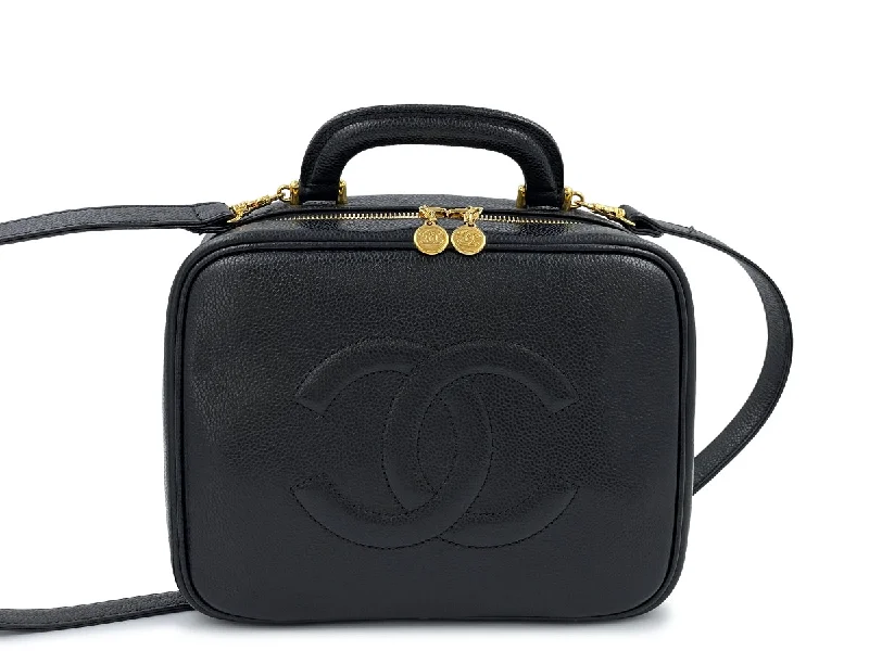 Chanel Classic Flap Bag for Evening PartyChanel Vintage Black Caviar "Lunch Box" Vanity Timeless Logo Bag