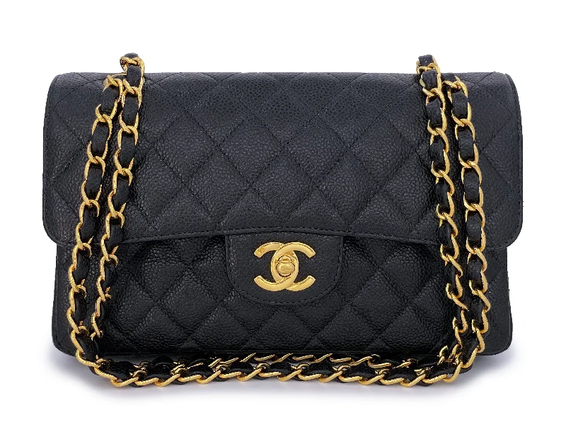 Chanel bags with gold, silver, and pearl accentsChanel Vintage Black Caviar Small Classic Double Flap Bag 24k GHW