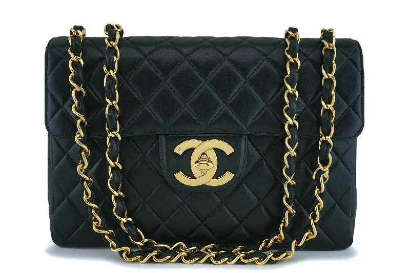 Chanel Quilted Leather Shoulder Bag for FashionistasChanel Vintage Black Lambskin Jumbo Classic Flap Bag 24k GHW