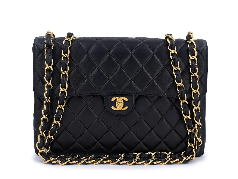 Chanel bags for the minimalist fashionChanel Vintage Black Lambskin Jumbo Classic Flap Bag 24k GHW