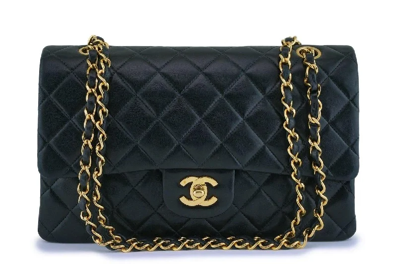 Chanel bags for women with a taste for high fashionChanel Vintage Black Lambskin Medium Classic Double Flap Bag 24k GHW