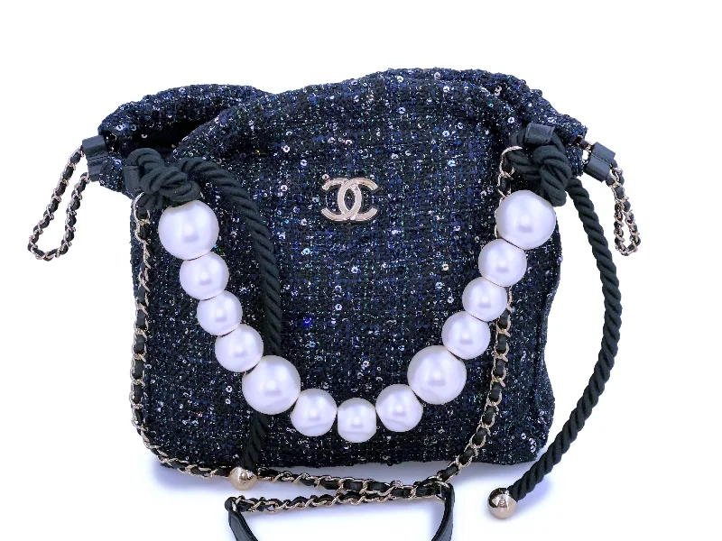 Chanel bags that pair perfectly with any outfitLimited Chanel 19S Tweed Sequin Oversized Pearl Small Tote Bag GHW