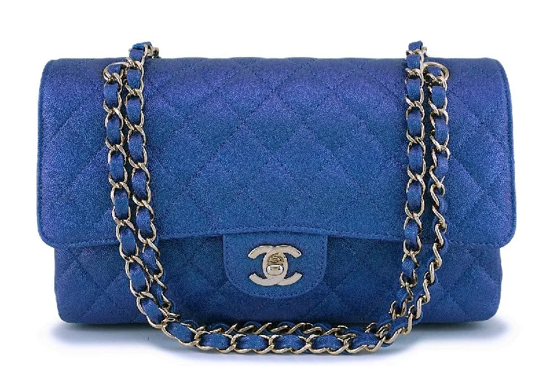 Chanel New Arrival Handbag with Gold HardwareNIB 19S Chanel Iridescent Blue Caviar Medium Classic Double Flap Bag GHW