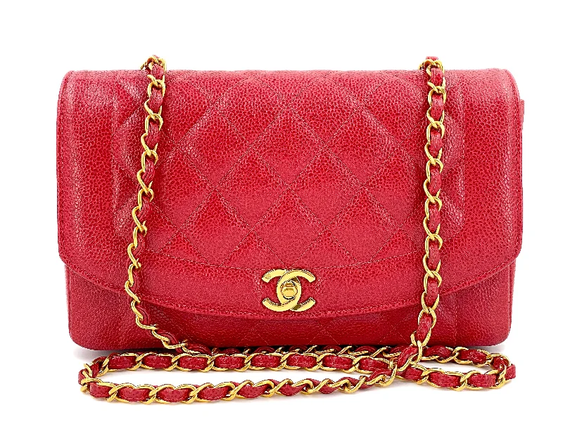 Chanel Medium Tote Bag for Office LadiesPristine Chanel 1994 Vintage Red Caviar Medium Diana Flap Bag 24k GHW