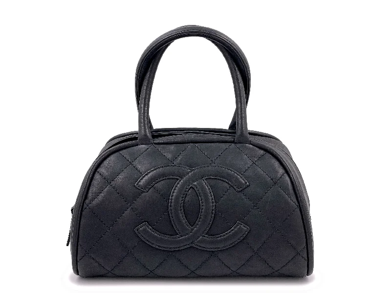 Chanel Luxury Handbag for High - End EventsRare Chanel Vintage Curved Black Timeless Bowler Bag