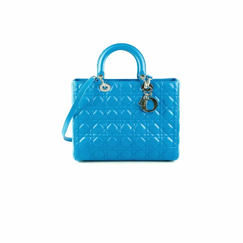 Fashion - forward Christian Dior tote bags for the modern womanDior Large Lady Dior Turquoise Cannage Lambskin