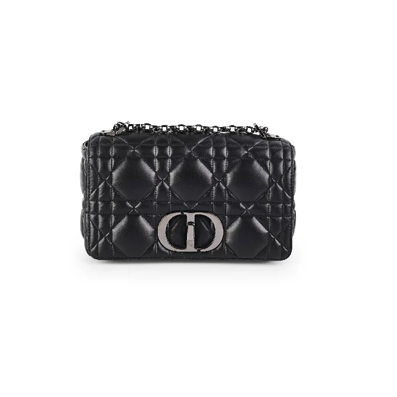 Christian Dior bags with a zip - top closure and multiple compartmentsChristian Dior Macrocannage Caro Black Medium