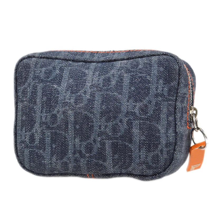 High - fashion Christian Dior bags with a geometric patternCHRISTIAN DIOR 2005 Flight Trotter Pouch Navy 77174