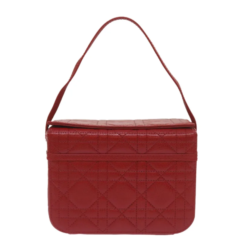 High - fashion Christian Dior bags with a geometric patternCHRISTIAN DIOR Canage Vanity Cosmetic Pouch Leather Red Auth hk1134