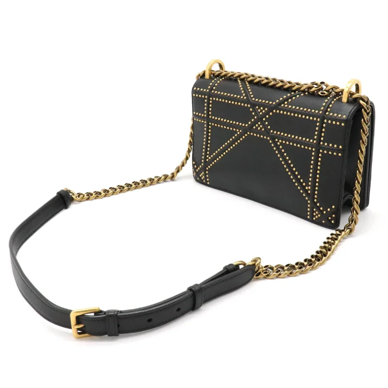 Christian Dior crossbody bags with a front - flap pocket for easy accessCHRISTIAN DIOR Bag Diorama diorama chain bag shoulder studs leather black