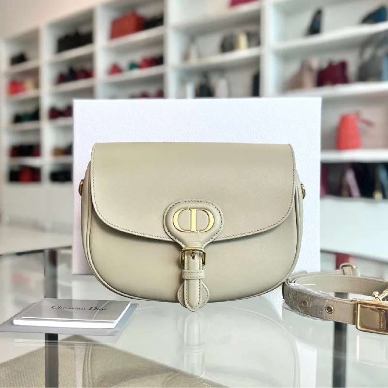 Christian Dior Saddle bags with a distressed leather finishBobby Medium Beige Flap Smooth Calfskin Leather Bag