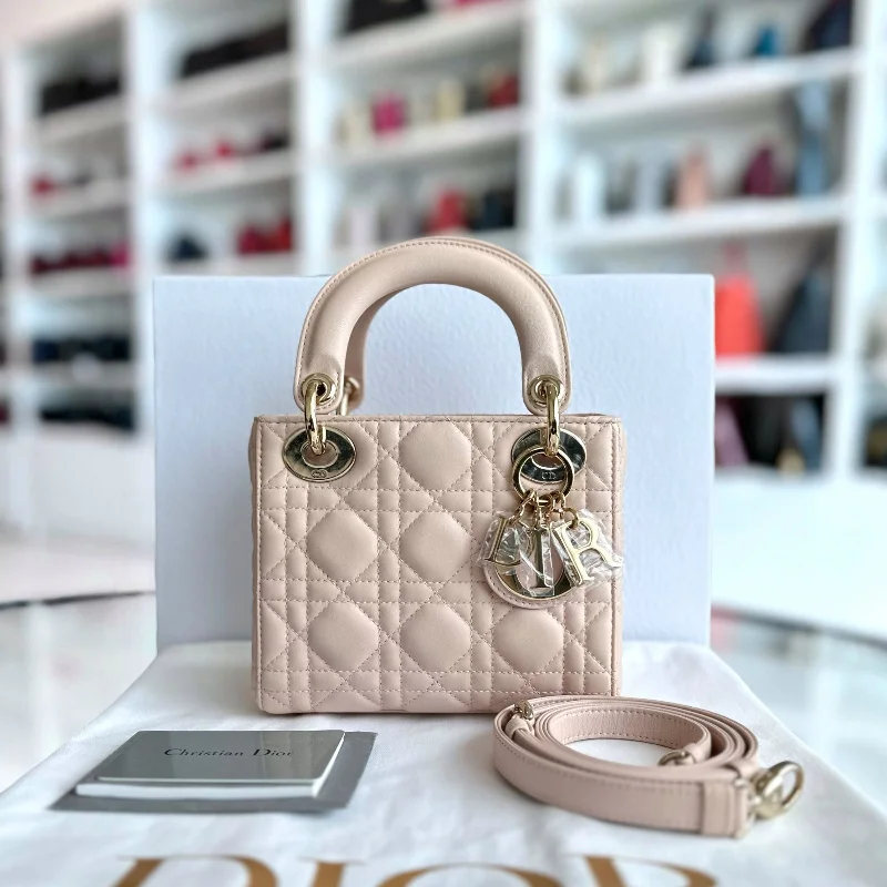 Fashion - forward Christian Dior tote bags for the modern womanLady Mini Lambskin Cannage Light Pink GHW