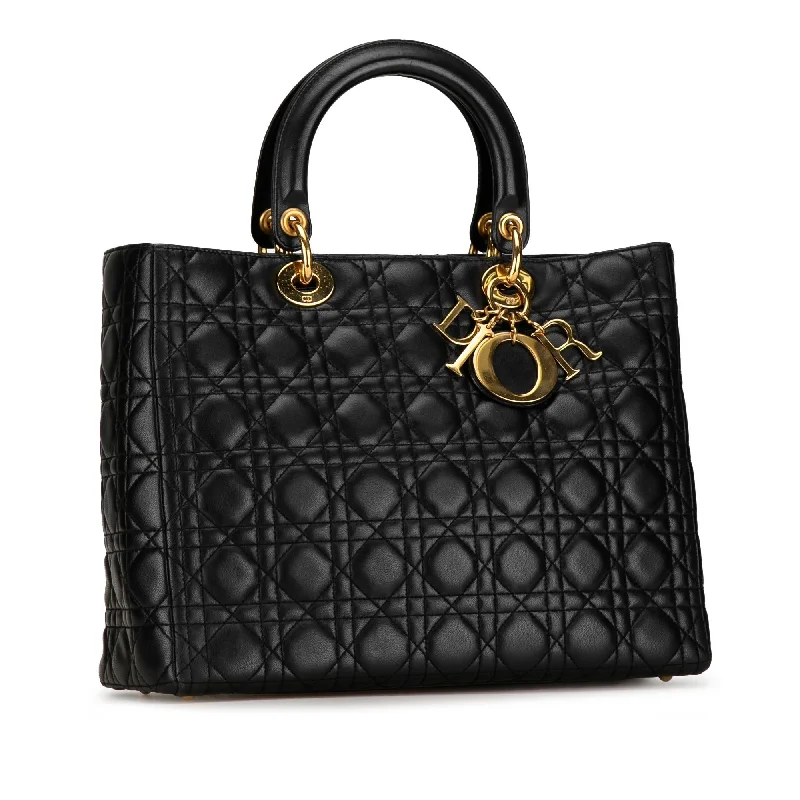 Christian Dior bags with a side - pocket for holding a water bottleDior Large Lambskin Cannage Lady Dior (3twUhI)