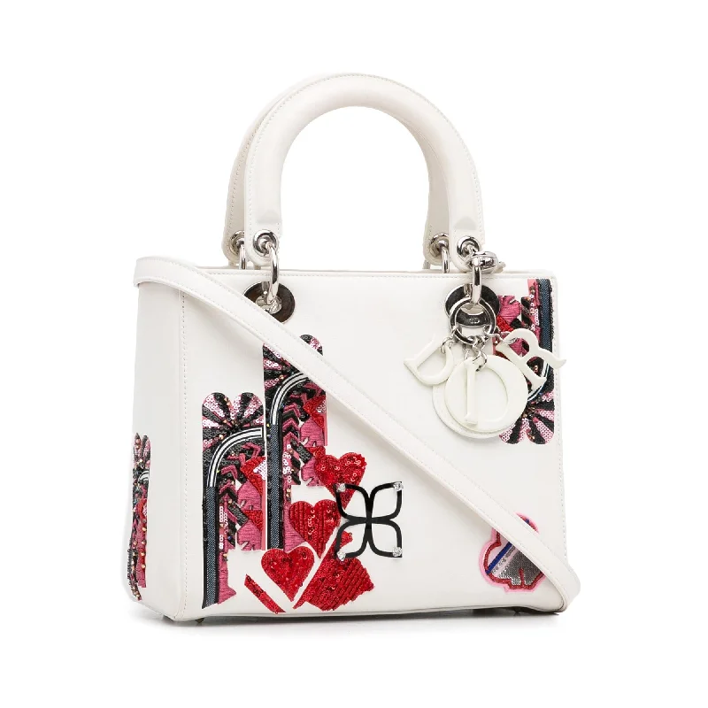 Christian Dior handbags with a back - pocket for quick storageDior Medium Calfskin Sequin Embellished Lady Dior (T5mrS0)