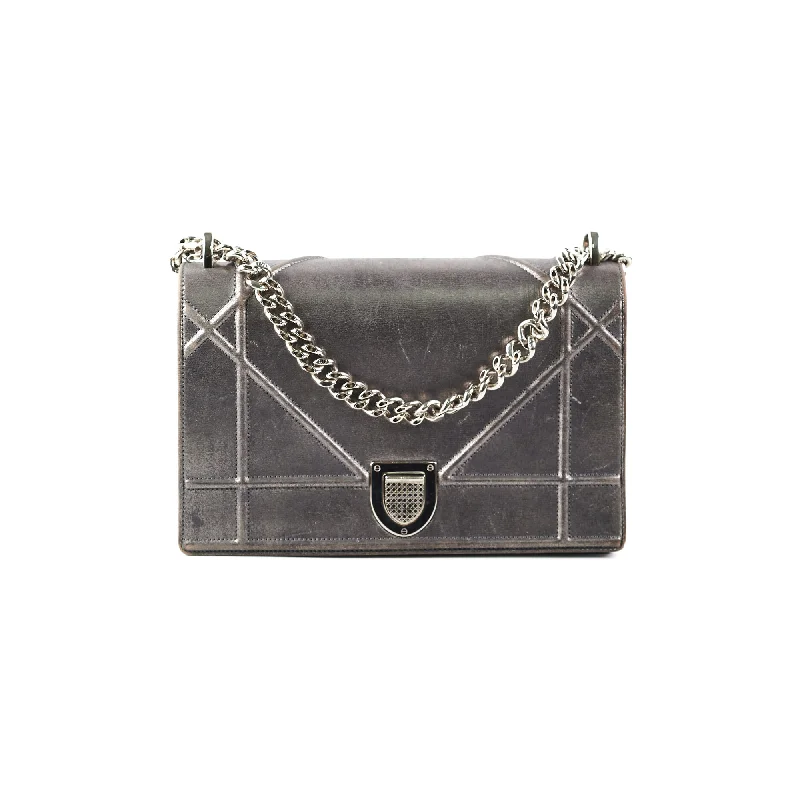 Luxury Christian Dior crossbody bags with a chain - link strapDior Medium Diorama Metallic Grey