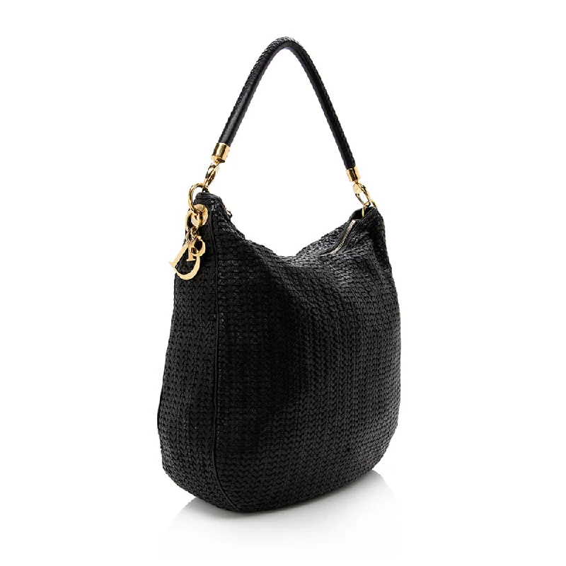 Christian Dior crossbody bags with a front - flap pocket for easy accessDior Woven Leather Soft Lady Hobo (SHF-17157)