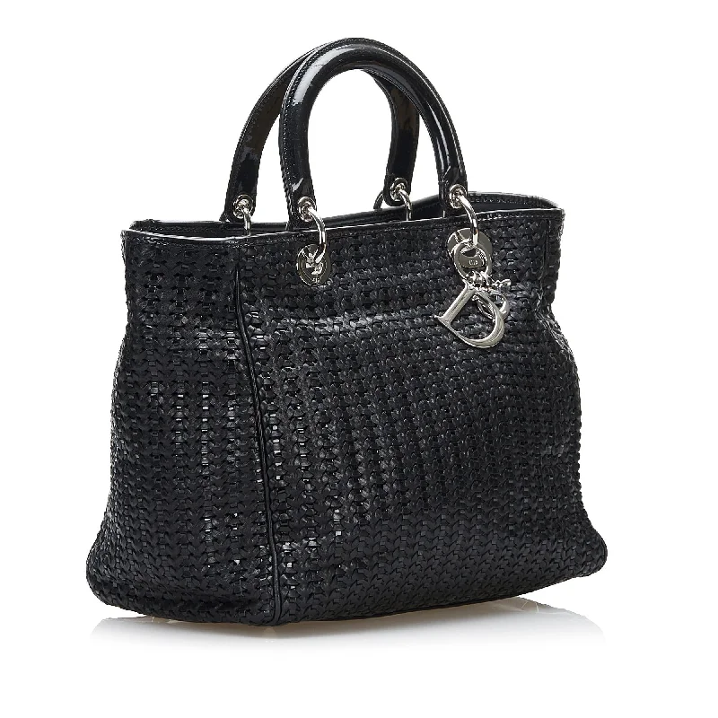 Christian Dior handbags with a snap - button closure and a decorative buckleDior Woven Soft Lady Dior (SHG-GXwYd9)