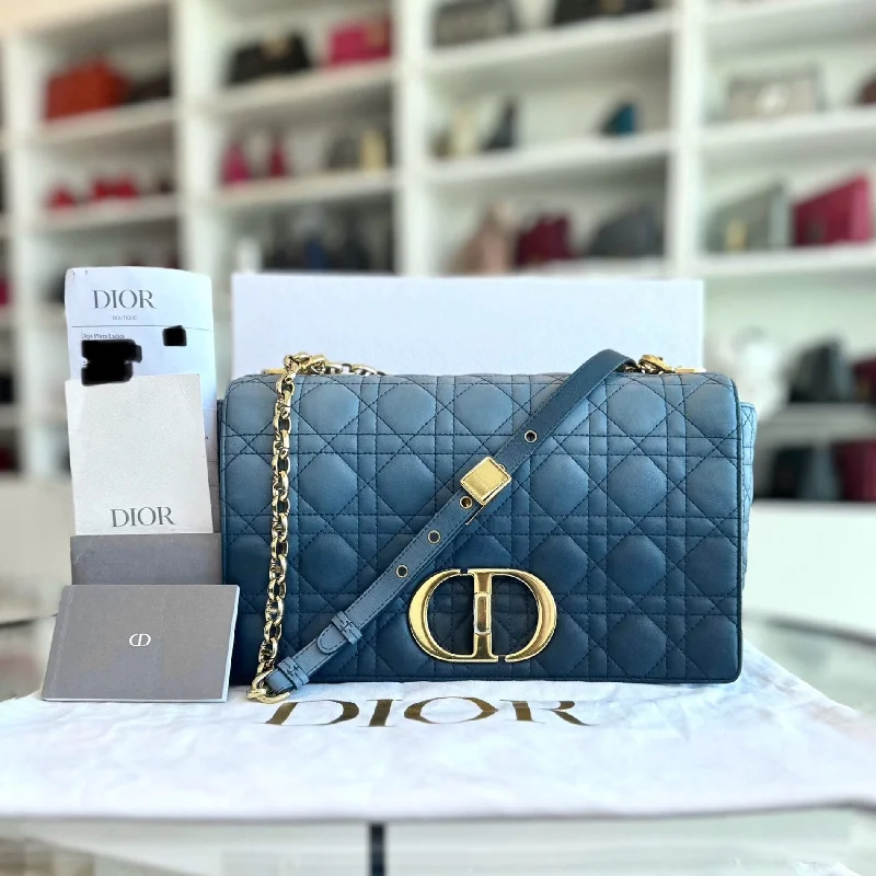 Fashion - forward Christian Dior tote bags for the modern woman*Full Set Receipt* Caro Large Flap Calfskin Gradient Blue GHW