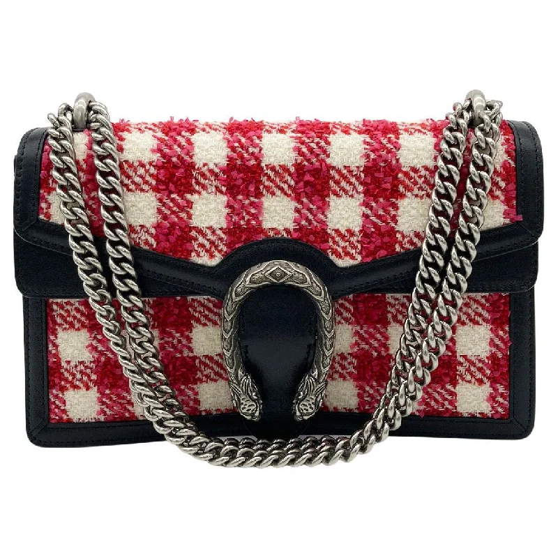 Women Gucci bags with a detachable mobile phone holderGucci Vichy Wool Tweed Small Dionysus Shoulder Bag