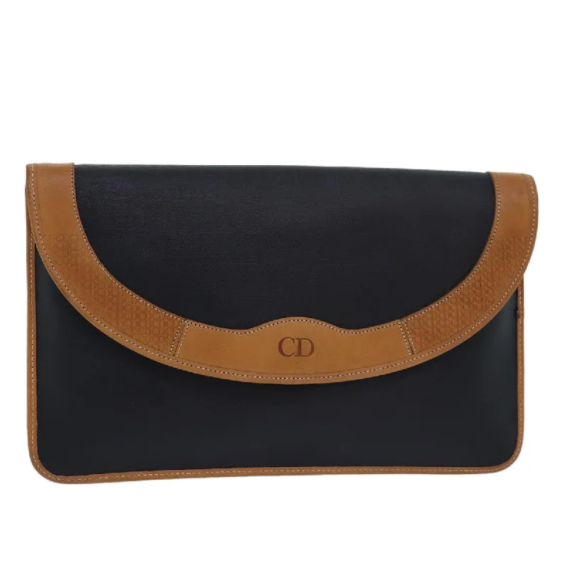 Trendsetting Christian Dior crossbody bags with a colorful strapCHRISTIAN DIOR Clutch Bag Nylon Black Beige Auth 81010